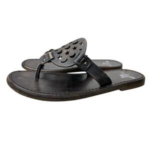 Freebird by Steven Vallarta Black Leather Thong Sandals Women's 10 Star Moon